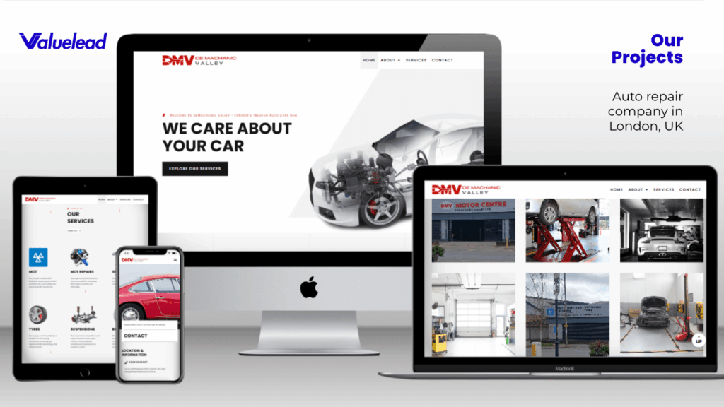 Our Portfolio - De Machanic Valley is a London based auto care company that needed a website to bring its vision to life and create a stronger online presence.