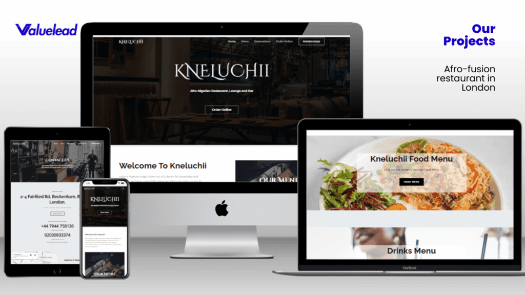 Kneluchii Website Project - Kneluchii is an Afro Nigerian restaurant in London, UK.