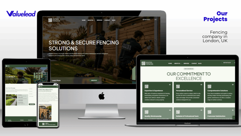 Potes Fences Website Project - Potes Fences is a London based fencing and outdoor maintenance company helping homeowners and businesses create secure, clean, and attractive outdoor spaces.